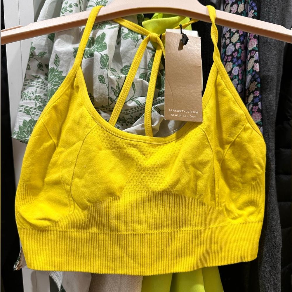 Brand new with tags ALALA cami yellow bra (collab with equinox) size Large